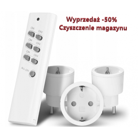 KOMPLET 3 GNIAZD STEROWANYCH RADIOWO + PILOT
